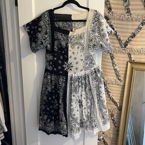 Women’s Black & White Bandana-Print Dress